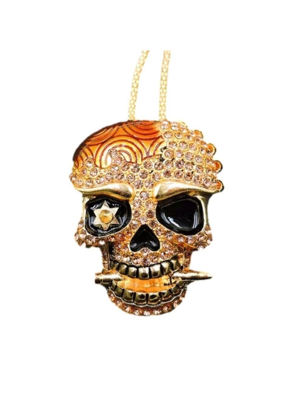Betsey Johnson Alloy Crystal Skull Necklace
